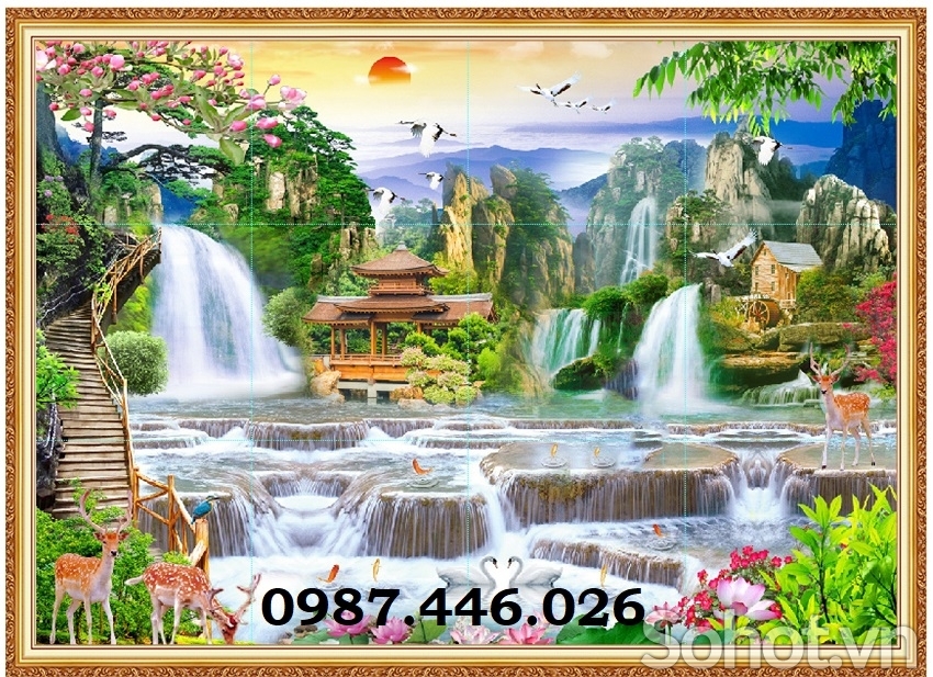 Tranh gạch thác nước HP76