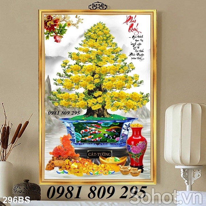 Tranh hoa mai - tranh gạch 3d ốp cánh gà