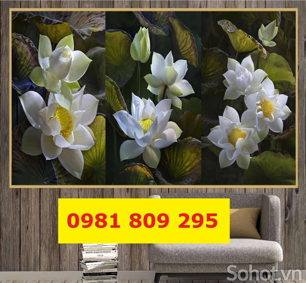 Gạch tranh trang trí tường hoa sen HG3424