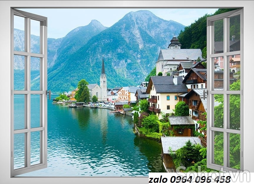 Tranh 3d - tranh gạch 3d hình cửa sổ - 66XK