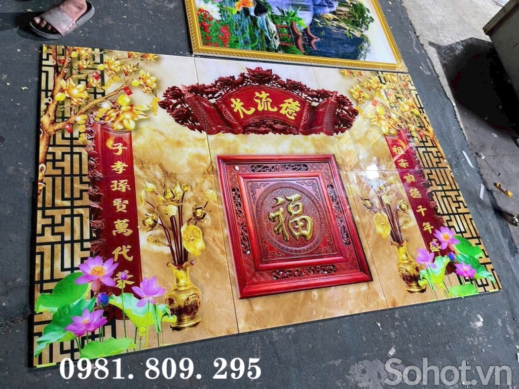 Tranh phúc lộc thọ , gạch tranh phòng thờ HQ999