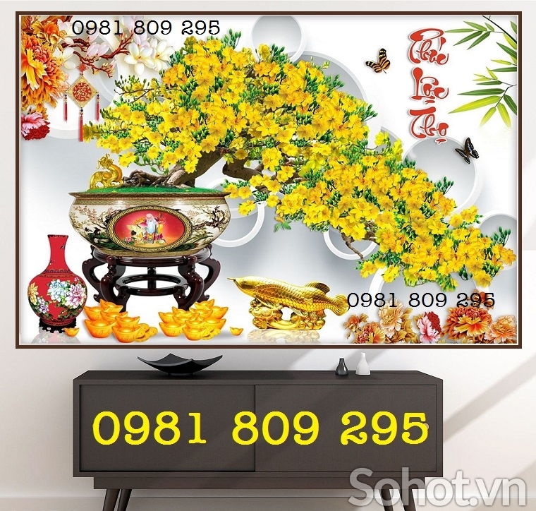 Tranh gạch 3d mai vàng đẹp HP8588