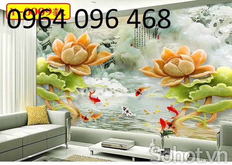 Tranh gạch ốp tường 3d hoa sen - CNNM9
