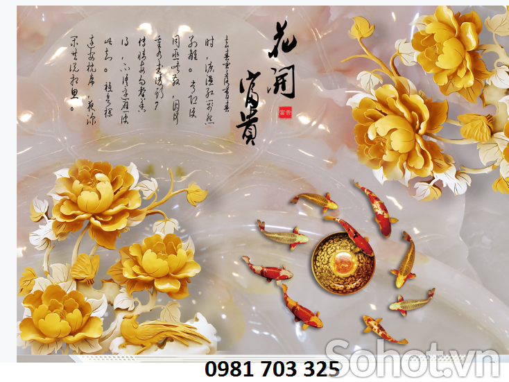 Gạch tranh cá chép-tranh gạch men ốp tường