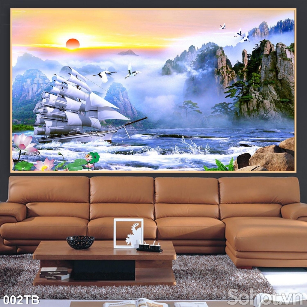 Tranh 3D- Tranh gạch thuận buồm xuôi gió