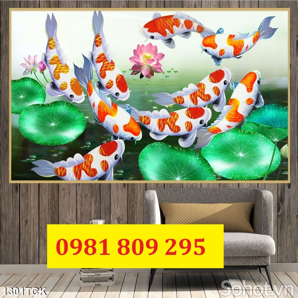 Gạch tranh cá chép vàng HP9734