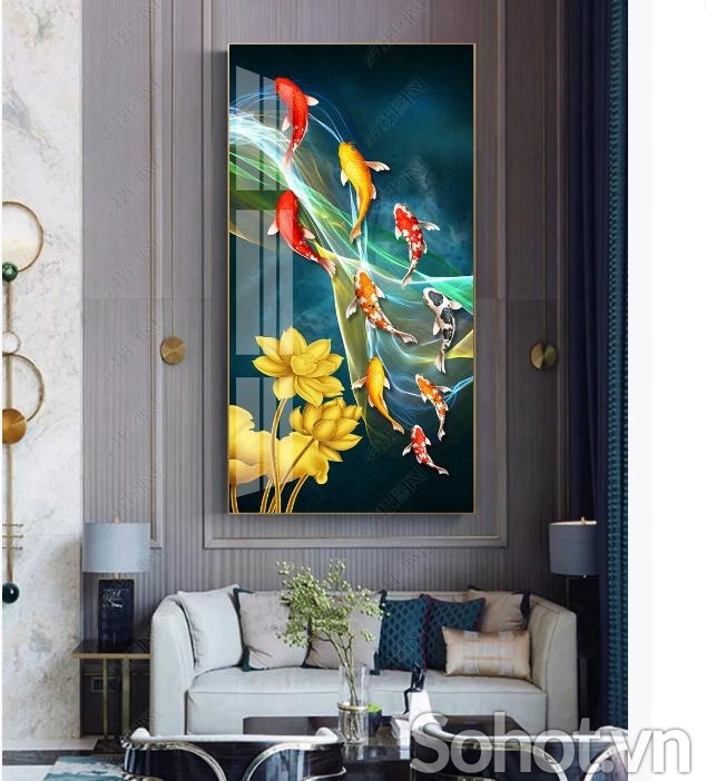 Gạch ốp tường 3d cá chép