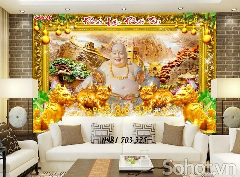 Gạch tranh 3D- tranh phật di lặc