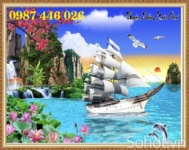 Gạch ốp tường, tranh thuyền buồm đẹp 3d HP8243