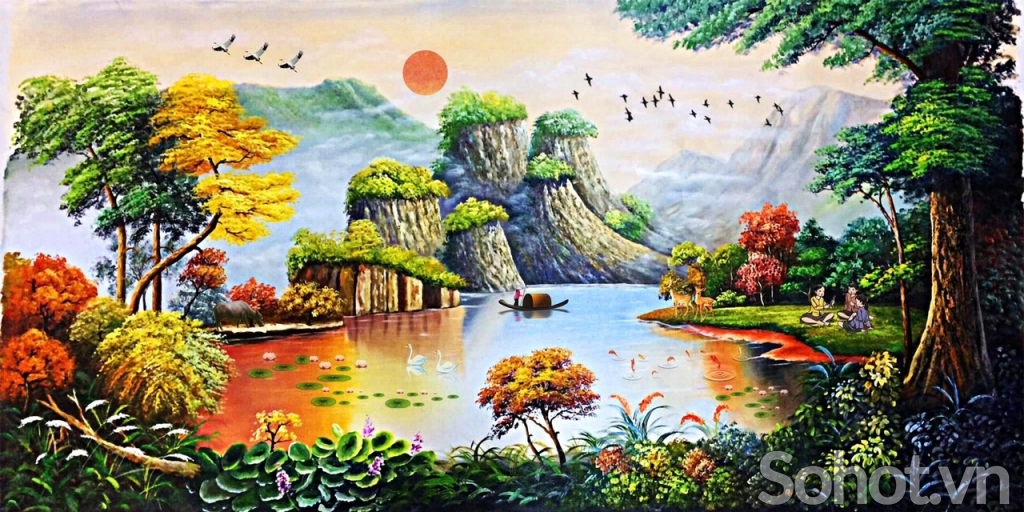 Tranh gạch đồng quê trang trí phòng