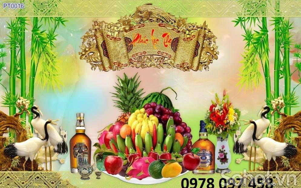 Tranh dán tường phòng thờ - gạch tranh 3D