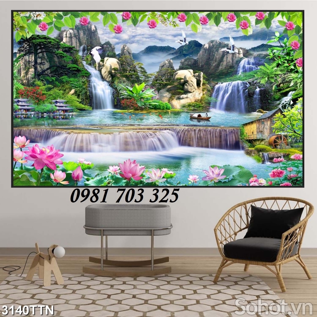 tranh phong cảnh 3D- gạch tranh sơn thủy hữu tình