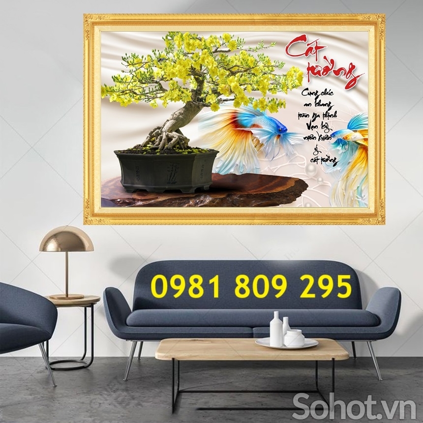 Gạch tranh hoa mai Lộc vàng  HO9999