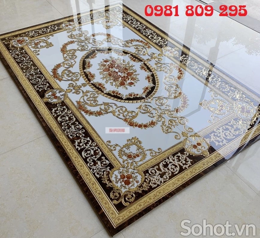 Gạch thảm hoa văn 1m6x2m4 phòng khách  OP36658