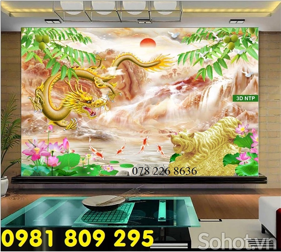 Gạch tranh 3d , tranh long phụng