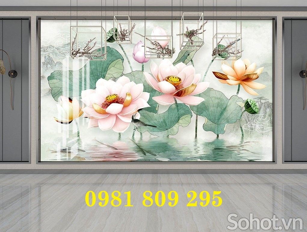 Gạch ốp tường 3d cao cấp hoa sen HSD202
