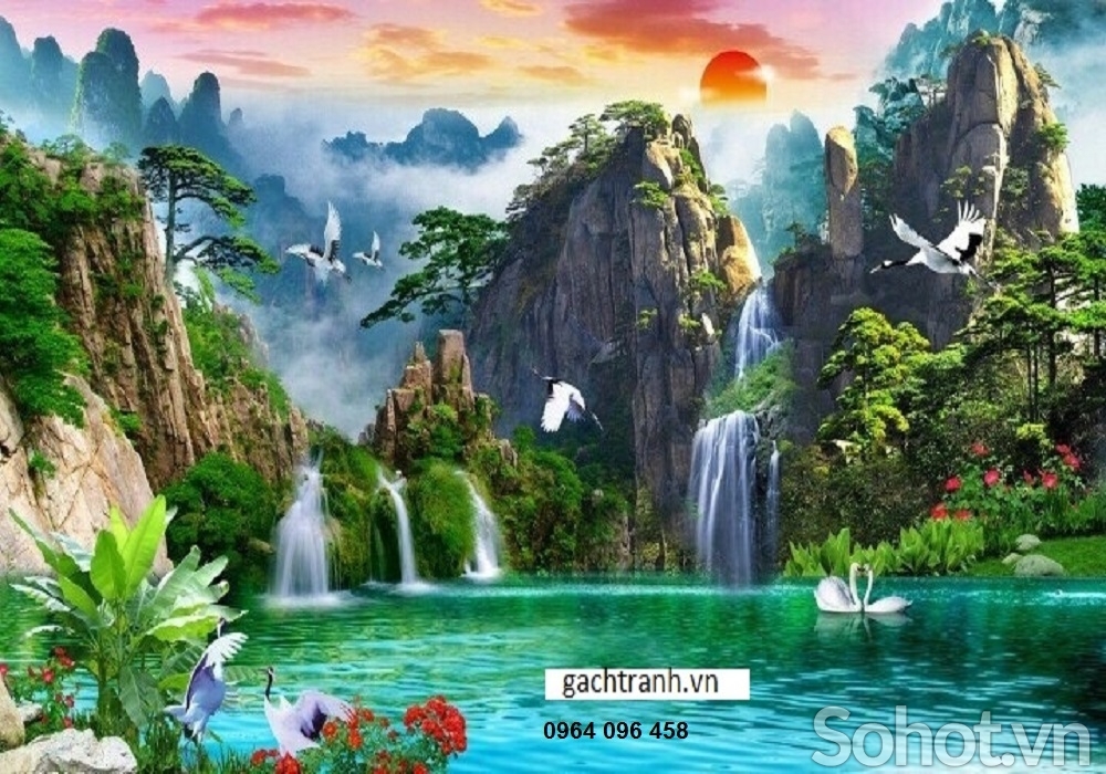 Tranh gạch 3d sơn thủy hữu tình - GNMM86