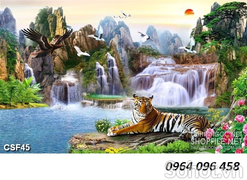 Tranh con hổ 3d - tranh gạch 3d con hổ - CCVV53