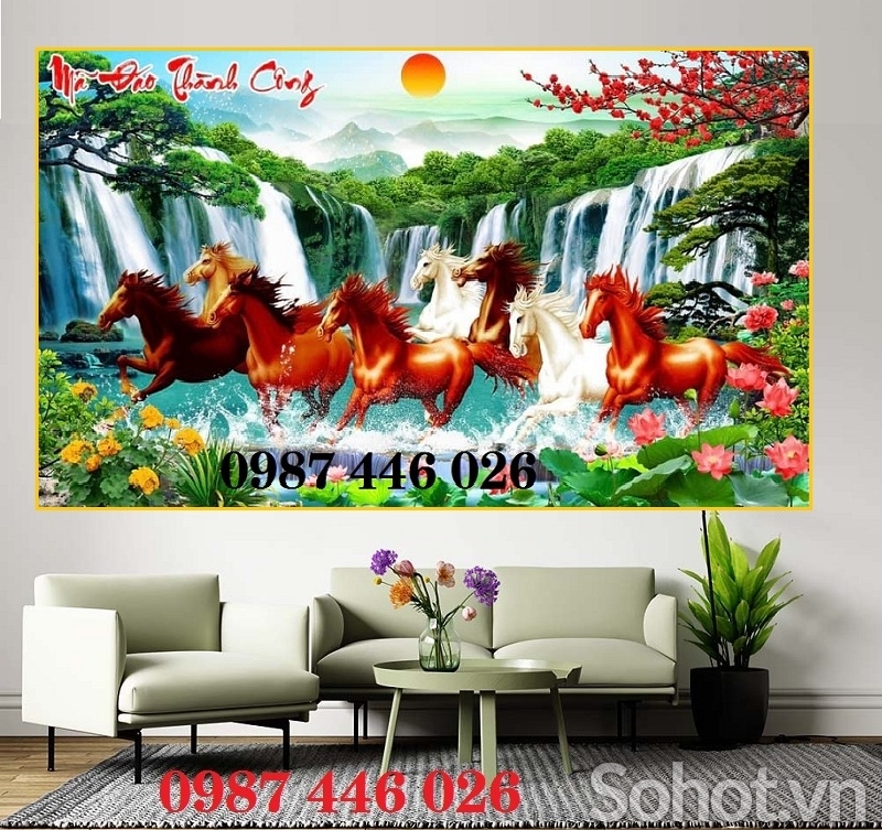 Tranh gạch mã đáo thành công HP02833