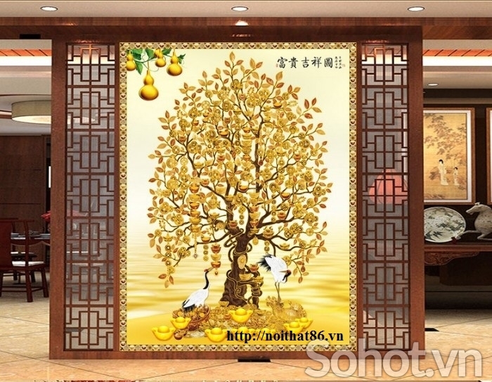 Tranh gạch  men cây tiền tài lộc HP09393