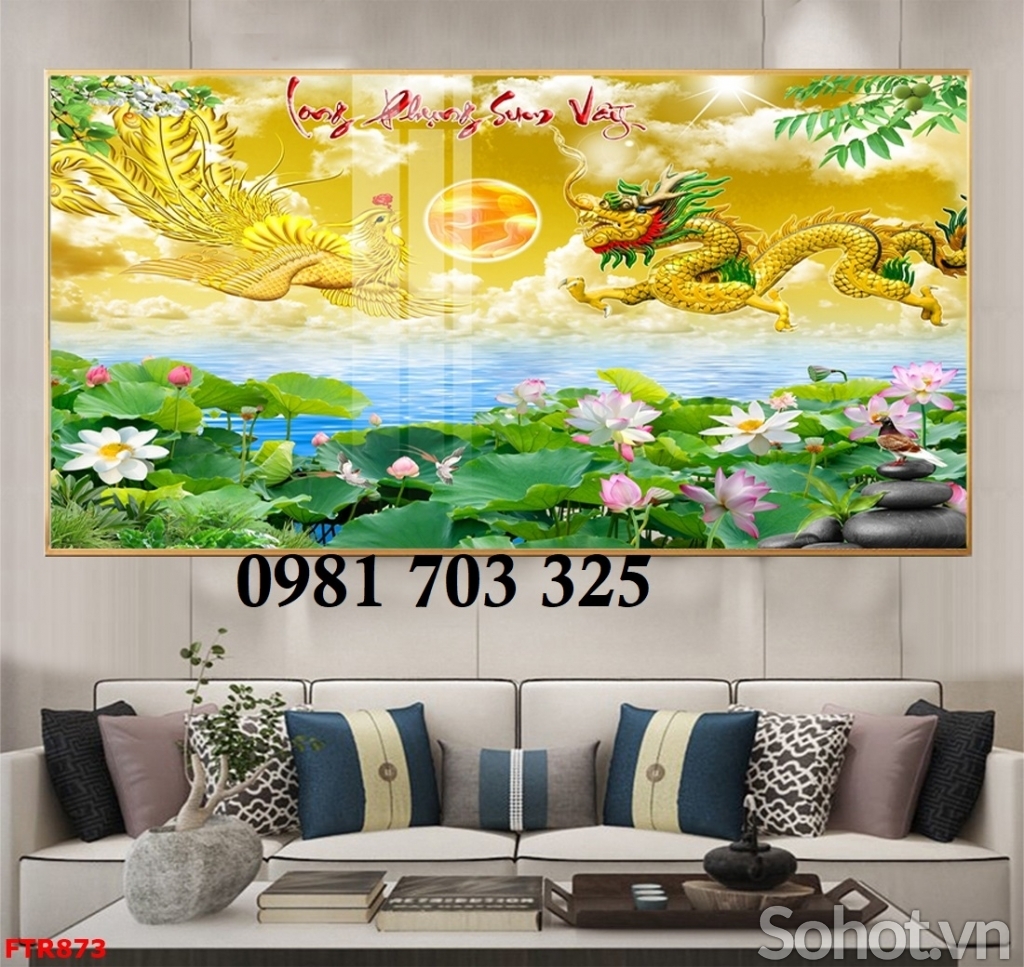 Tranh gạch rồng phượng cao cấp 3D