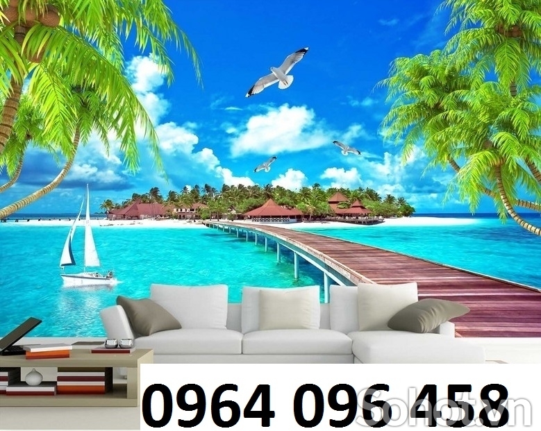 Gạch tranh 3d phong cảnh bãi biển - CNBNM95