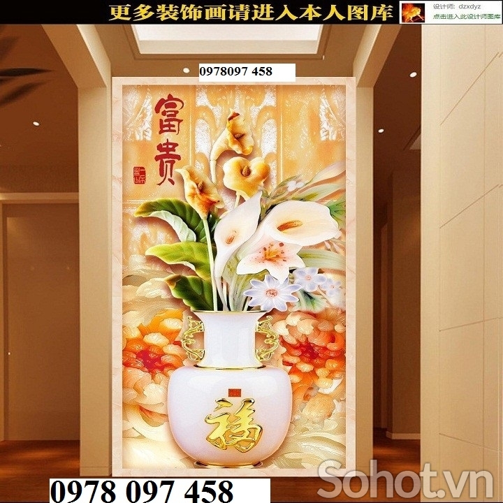 Tranh 3D - tranh bình hoa