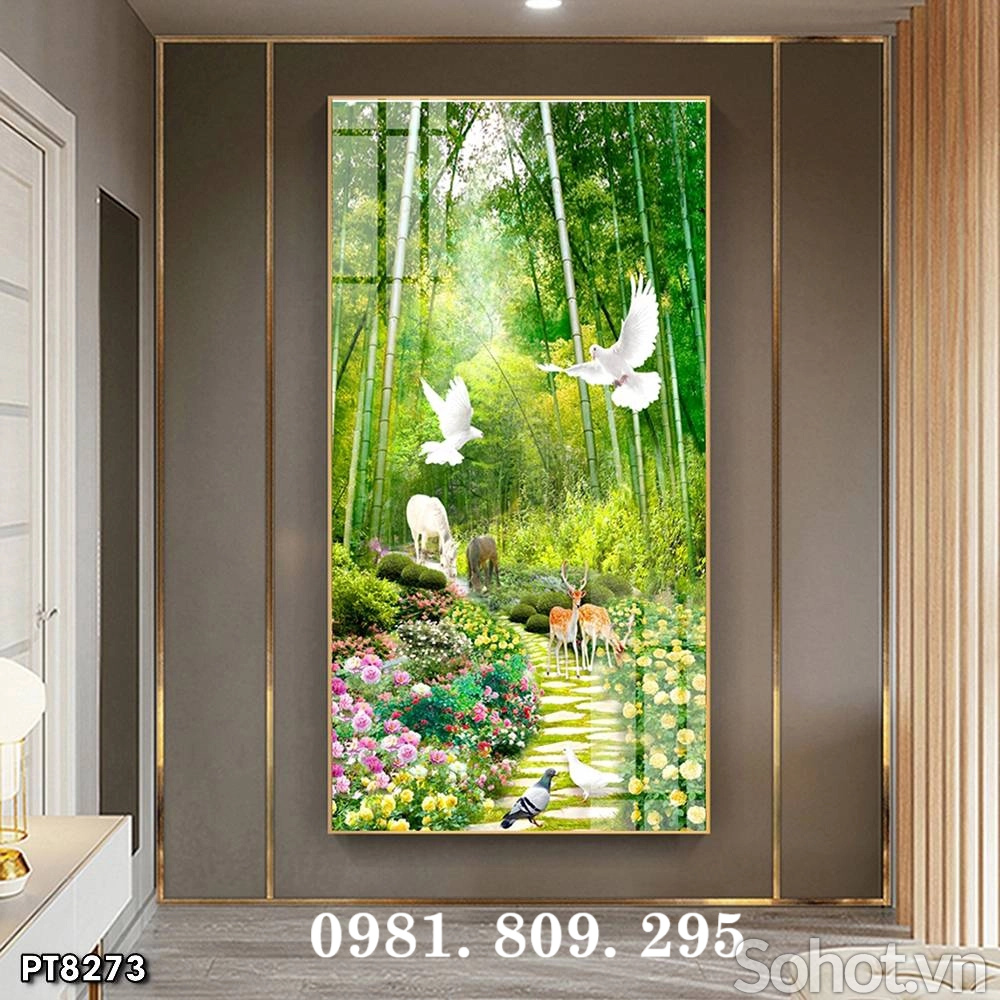 Tranh gạch , gạch ốp tường 3d cảnh khổ dọc