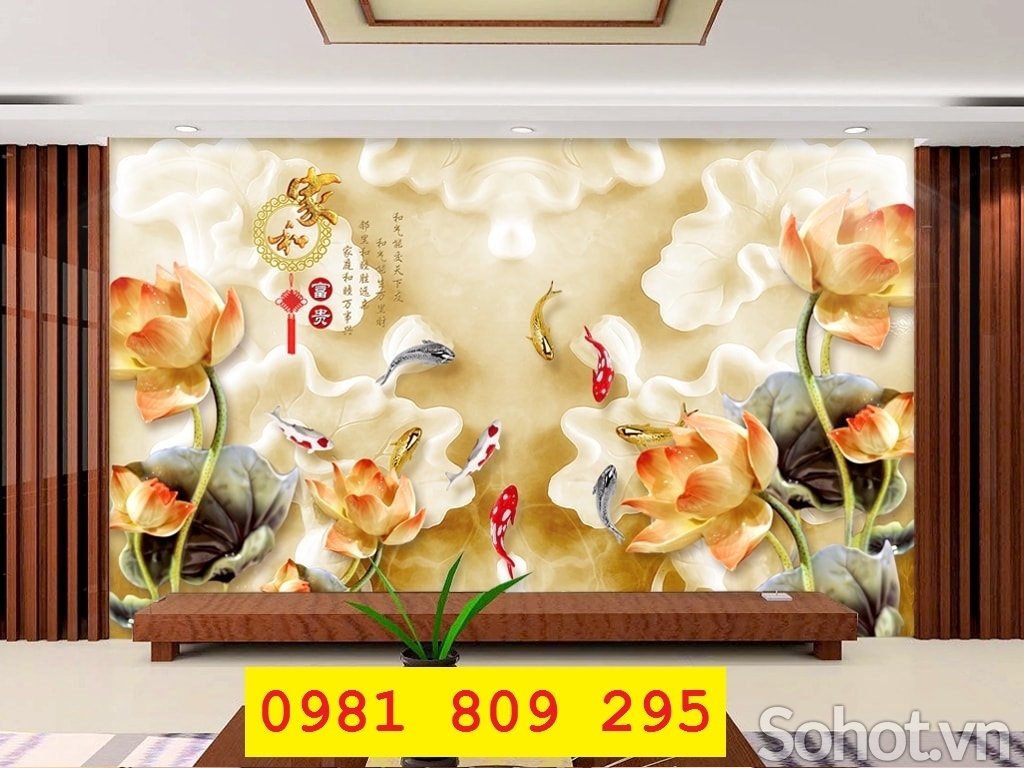 Tranh gạch hoa sen sứ ngọc