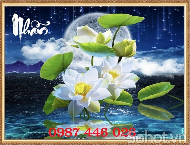 Gạch tranh  hoa sen ngọc bích HP7282