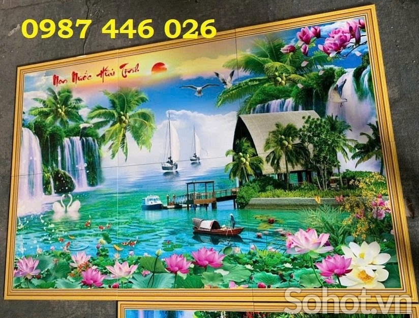 Tranh thác nước, gạch tranh 3d