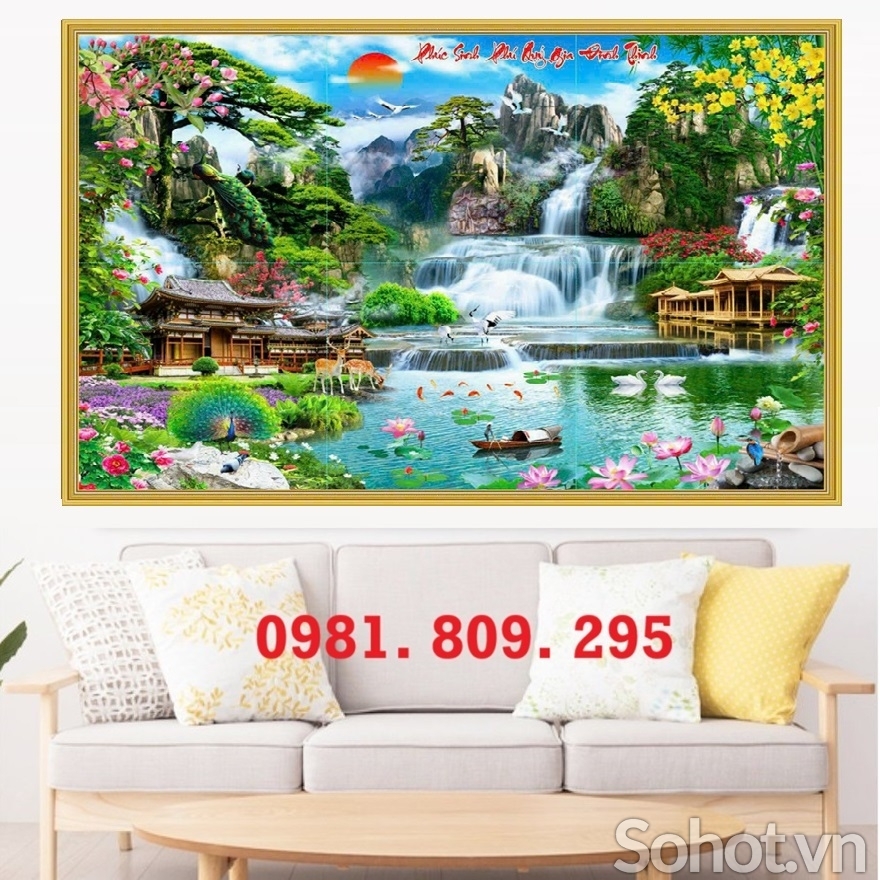 Tranh gạch 3d phong cảnh ngôi nhà đẹp