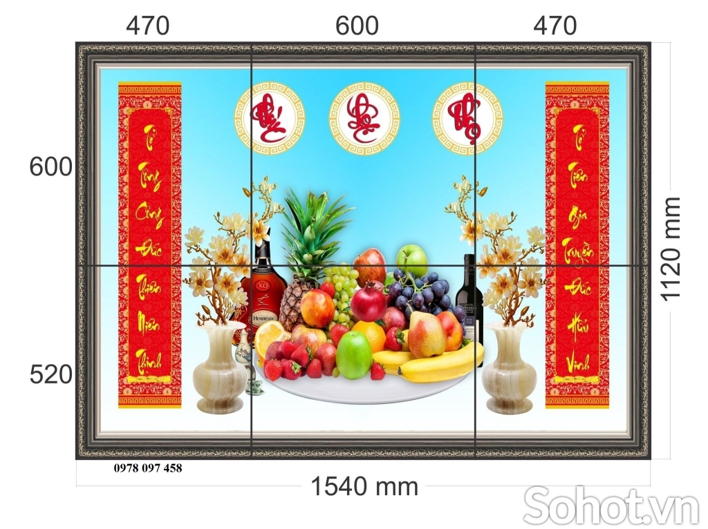 Tranh 3D dán phòng thờ truyền thống