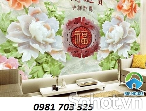 Tranh hoa mẫu đơn-gạch tranh 3D