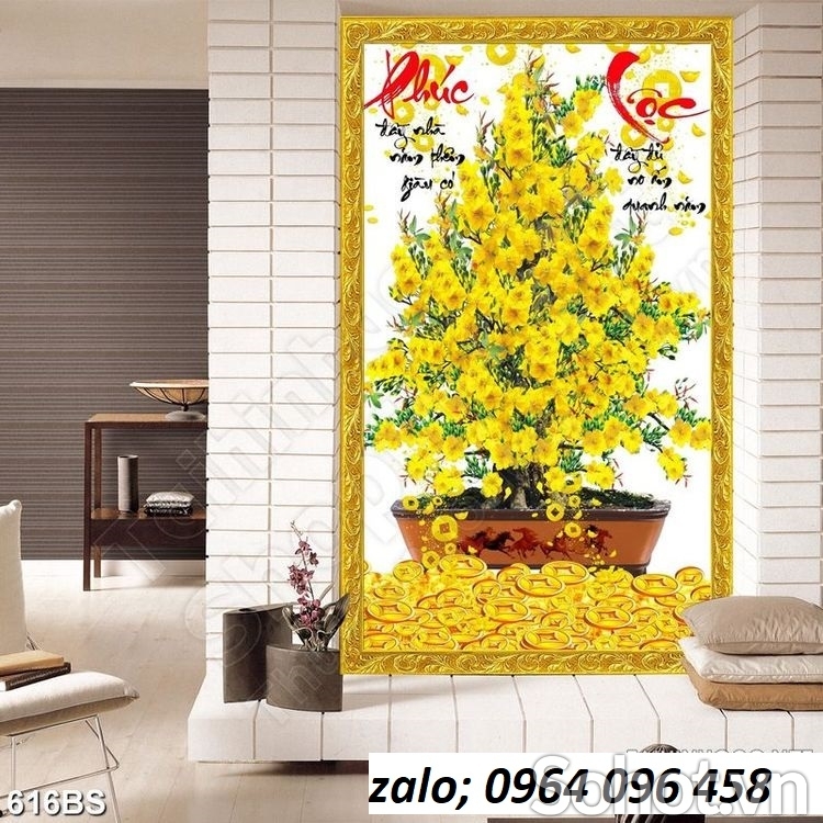 Tranh cây mai - tranh gạch 3d cây mai - 443SM