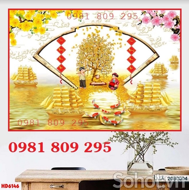 Gạch tranh 3d cây kim tiền