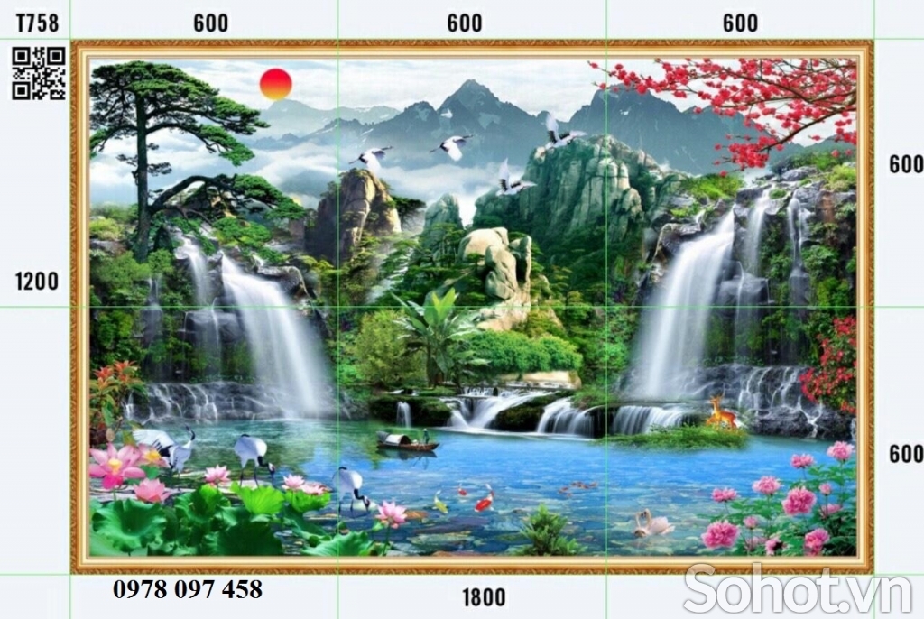 Gạch tranh đẹp phòng khách