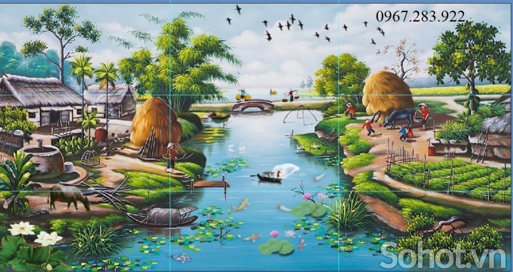 Gạch tranh- Tranh phong cảnh đồng quê