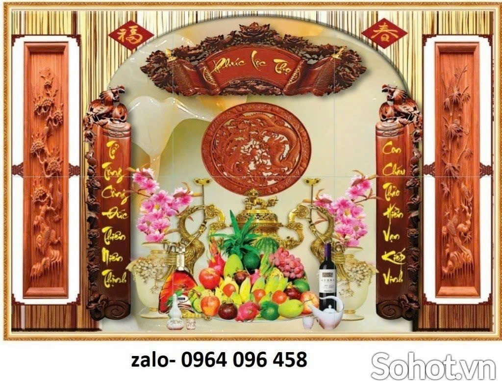 Tranh gạch 3d ốp tường phòng thờ - SLM74