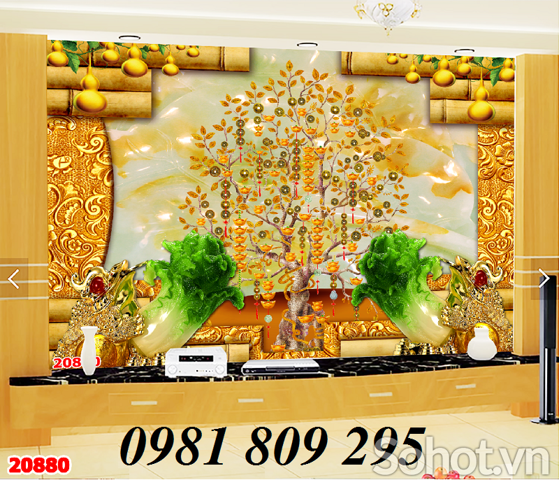 Gạch tranh 3d cây kim tiền