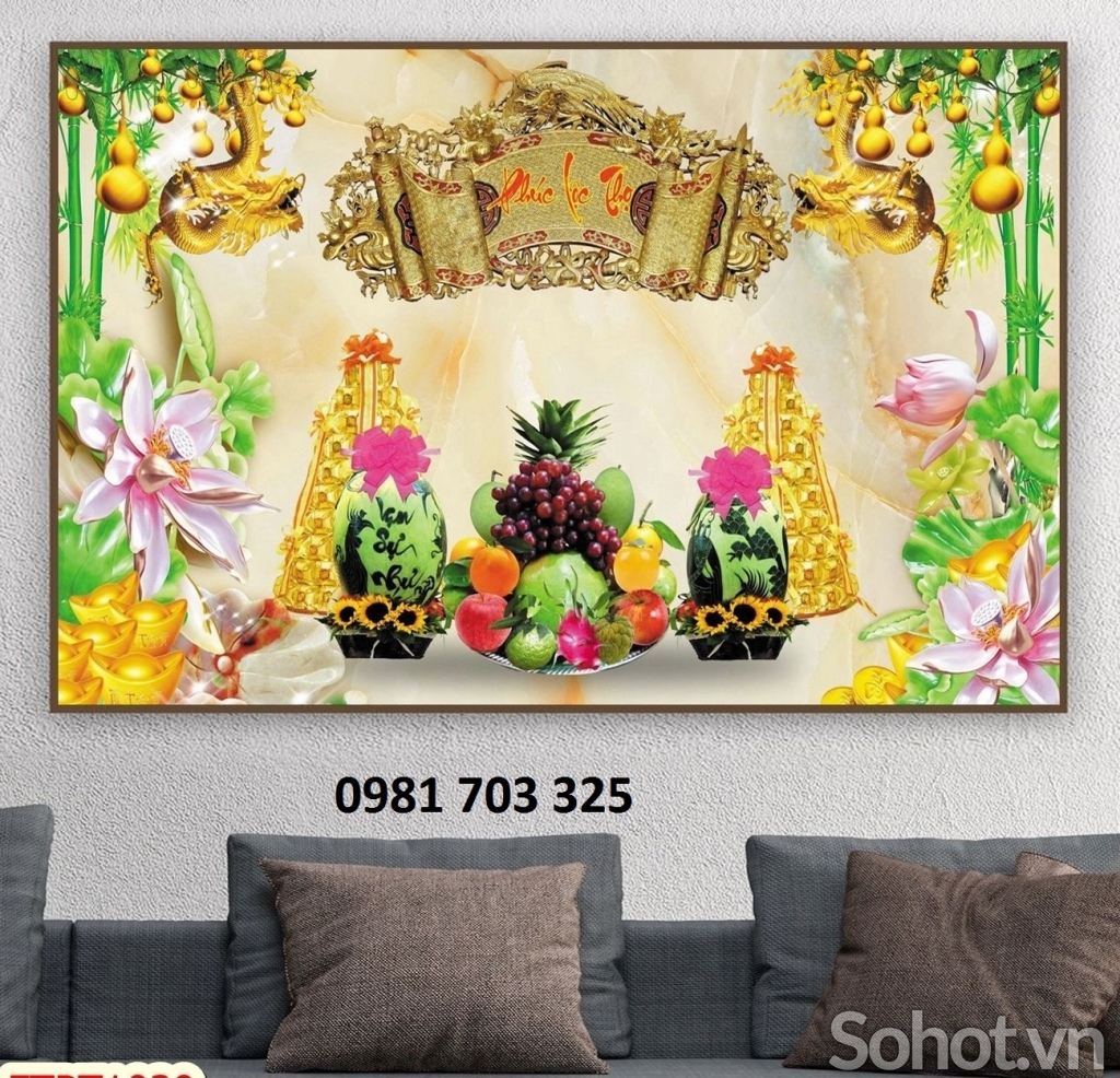 tranh gạch phòng thờ, tranh 3D