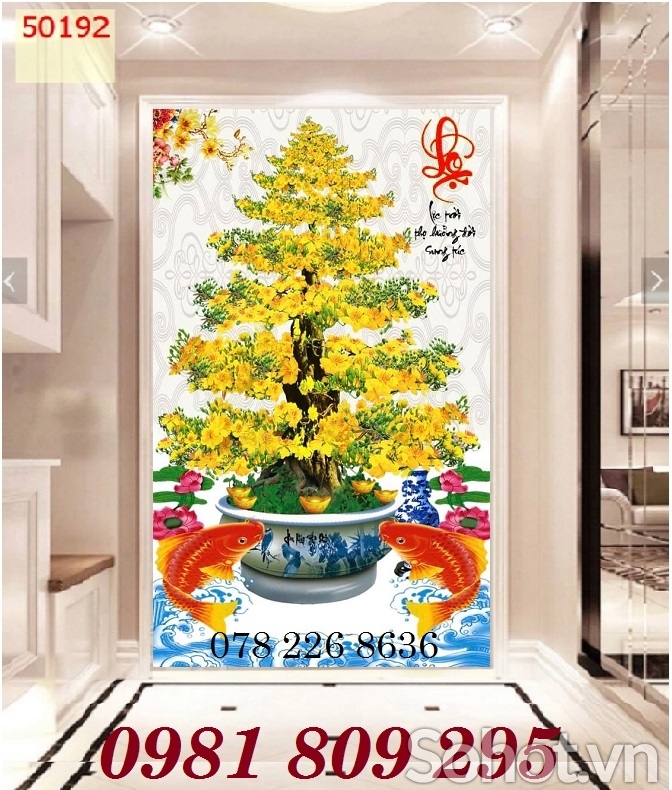 Tranh gạch - tranh 3d hoa mai