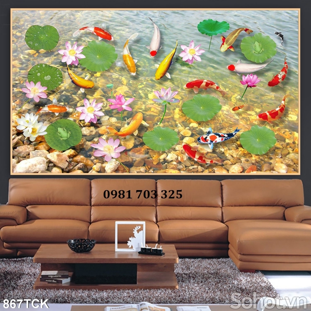 Tranh gạch hình cá chép trang trí