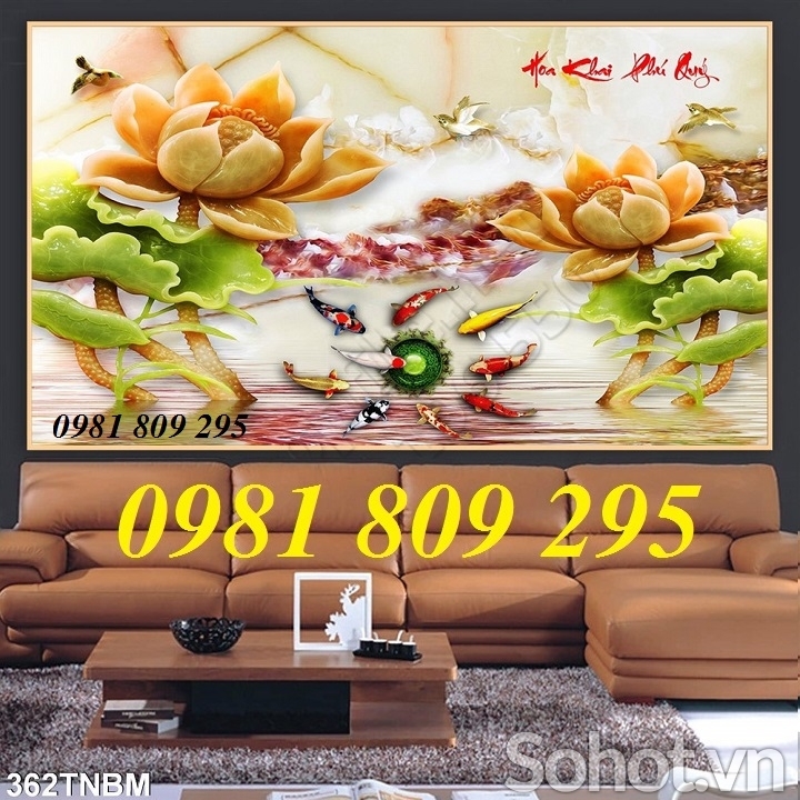 tranh gạch men 3d cá chép phong thủy