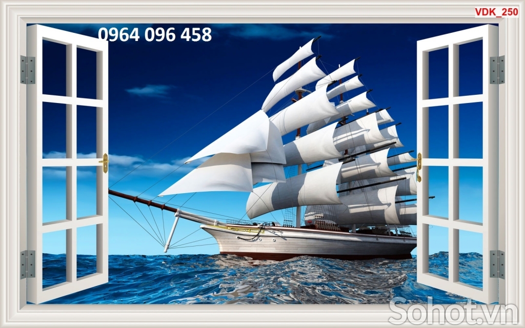 Mẫu tranh gạch 3d thuyền buồm - 875SN