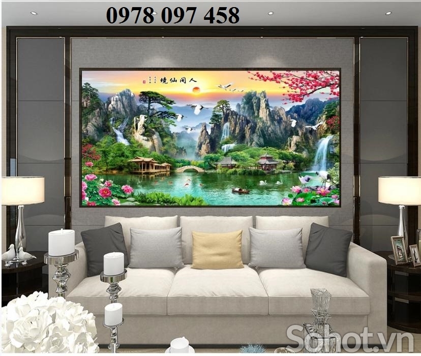 Tranh gạch trang trí phòng khách
