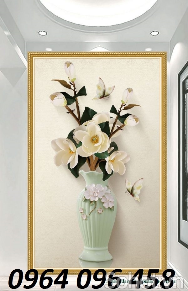 Tranh gạch 3d ốp tường tranh bình hoa - CVX54