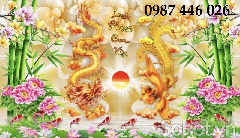 Tranh rồng phượng- gạch tranh 3d HP832