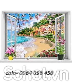 Tranh gạch 3d ốp tường cửa sổ - DXC422