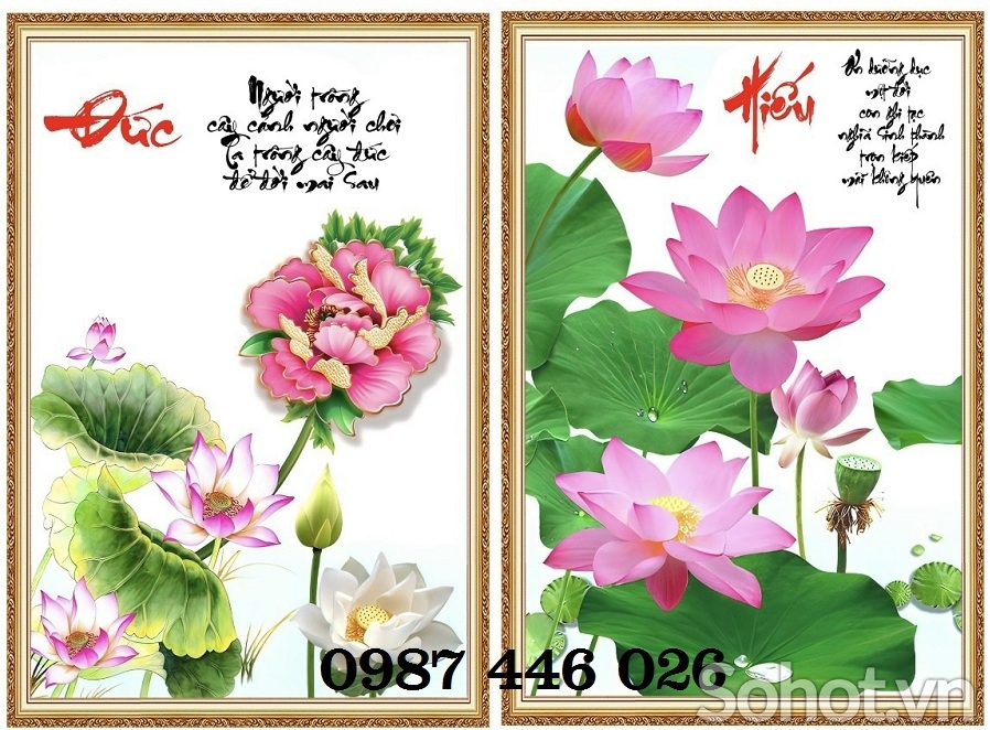Gạch tranh  hoa sen ngọc bích HP7282